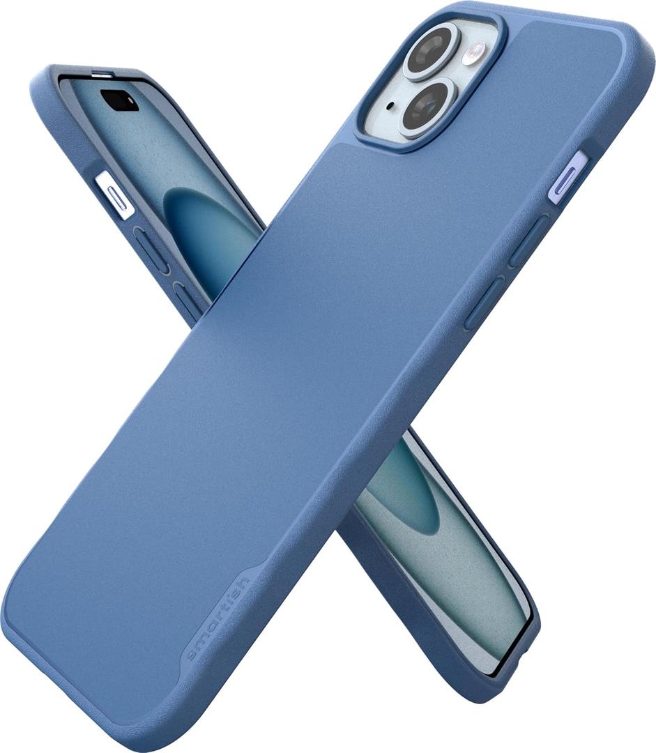 Smartish iPhone 15 Plus Magnetic Case - Gripmunk Compatible with MagSafe [Lightweight + Protective] Slim/Thin Grip Cover with Microfiber Lining for Apple iPhone 15 Plus - Blues on The Green