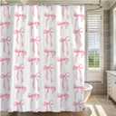 Cute Shower Curtain, Bow Pattern Waterproof Fabric Shower Curtain for Bathroom Decor, Aesthetic Modern Shower Curtains Sets with Hooks for Women Girls 72x72 Inches (Pink)