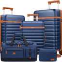 UKEIN Luggage Sets 5 Piece, Carry On Luggage 20In With Spinner Wheels, Hardside Suitcase Set with TSA Lock,Durable Large Suitcase With Travel Backpack for Men-20/24/28in (Blue, 5 piece set)