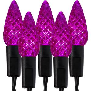 WATERGLIDE Halloween C6 String Lights, 33ft 100 LED Black Wire Fairy Lights with 29V Safe Adaptor, 8 Lighting Mode, Waterproof for Indoor Outdoor Patio Xmas Tree Party Decor, Purple