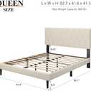 Queen Size Bed Frame with Diamond Tufted Headboard, Velvet Upholstered Platform Bed and Wooden Slat Support, Noise-Free, No Box Spring Needed, Easy Assembly, Beige