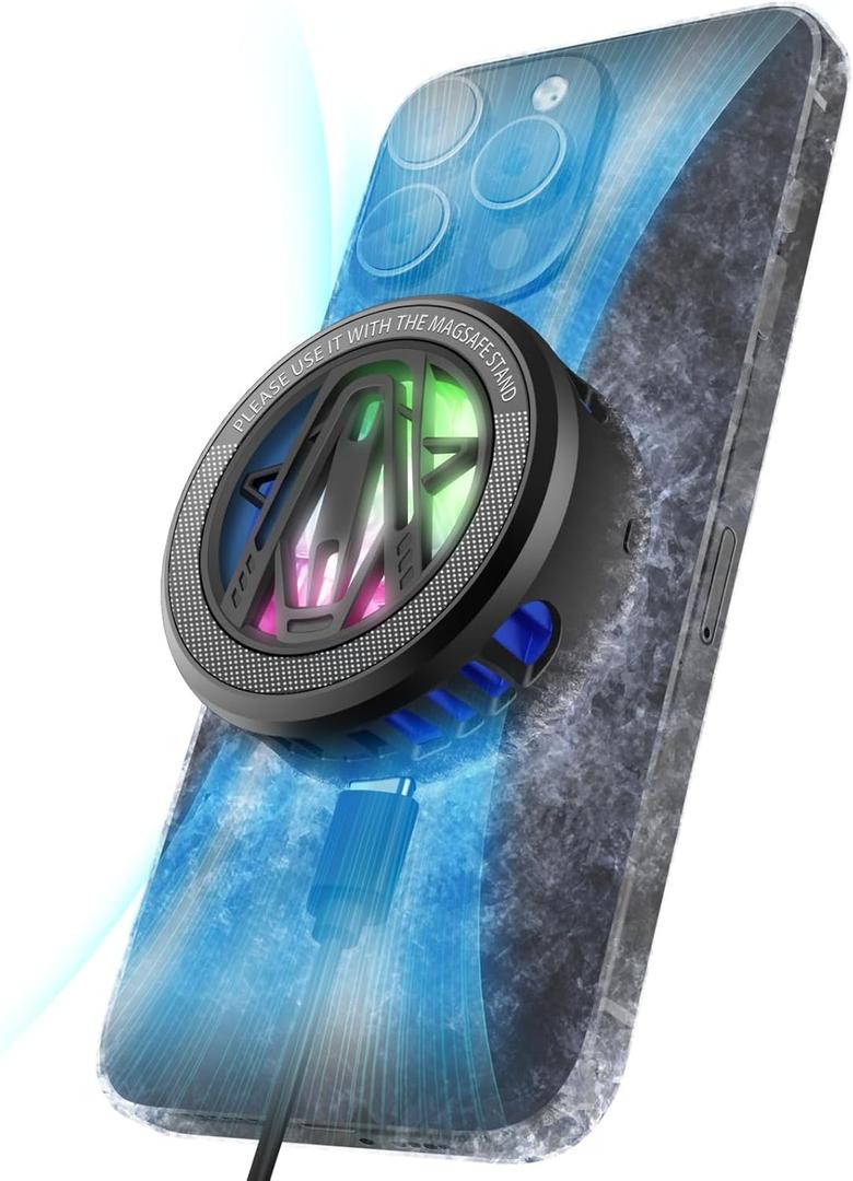 Maledan Wireless Charger Phone Cooler, Qi2 Mag Safe Magnetic Charger for iPhone 17/16/15/14/13/12 Series Samsung Galaxy S25 Ultra Cooling Fan, 15W Fast Charging Cooling Gaming Chargers Accessories