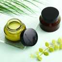 6 Pcs 0.5/1/ 2 oz Glass Jar with Lids Travel Size Containers for Toiletries Round Cosmetic Jars with Inner Travel Accessories for Storing Lip, Body Scrub, Lotion, Bath Salts(Amber,Green)