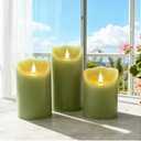 Flameless LED Candles (Green, Set of 3 (4",5",6"))