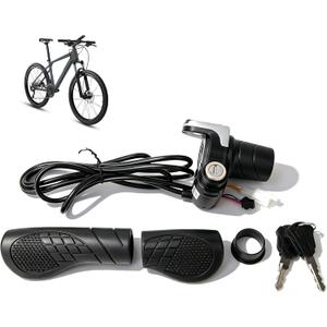 Changor 36V Electric Bike Throttle Grip, Full Throttle, Electric Bicycle Scooter Handlebar with LCD Display and Key Lock, for Bike Scooter Balance Car
