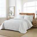 Boryard California King Quilt Bedding Set, 3-Piece Lightweight Soft Coverlet Set (111x106 inches) with 2 Pillow Shams (20x36 inches), White