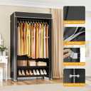 ULIFHOME H5C Clothes Rack with Cover, Portable Closet for Hanging Clothes, Covered Clothing Racks Heavy Duty, Garment Racks with Shelves, Max Load 360LBS, Black Closet Rack with Black Cover