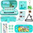 YOOWA Accessories Kit for Nintendo Switch Lite Animal Crossing - Cute Accessories Bundle with Carrying Case, Kawaii Cover case, 2 Pack Screen Protector, Play Stand, Thumb Grips Set