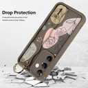 Silicone Case for Samsung Galaxy S25 Plus with Strap, Cute Flower Floral Phone Case for Girl Women, Adjustable Finger Strap Shockproof Protective Cover, Brown Flowers