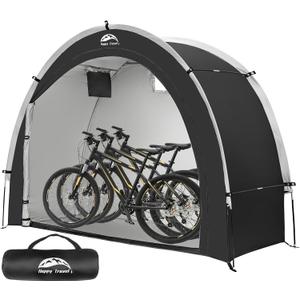 Happy Travel Bike Storage Tent Shed, Outdoor Waterproof Bicycle Covers Shelter with Window for 3-4 Bikes,Oversized Outside Portable Sheds for Lawn Mower,Garden Tools, Arch-2.7x7x5.6ft