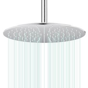All Metal Rain Shower Head - Heavy Duty Stainless Steel, Easy Install, High Water Flow, Ultra-Thin Modern Design for Bathroom (Chrome, 16)