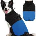 KOESON Extra Large Dog Winter Jacket, Warm Waterproof Reflective Fleece Dog Coat for Cold Weather with Adjustable Buckle (XXX-Large, Blue)