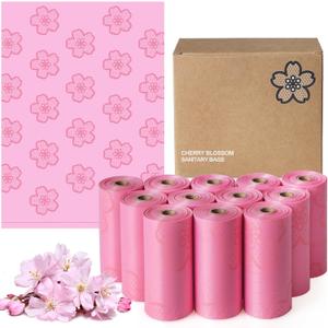 180 PCS Sanitary Napkin Disposal Bags Cherry Blossom Scented, Pink Disposable Sanitary Bag Personal Care Disposal for Tampons Trash Bag, Disposable Mini Bags for Women Privacy Handling Bag Diaper Sack