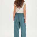 SeeLuNa Linen Pants for Women Cotton Baggy Boho Casual Palazzo Pants Wide Leg Long Lounge Trousers with Pockets (L)