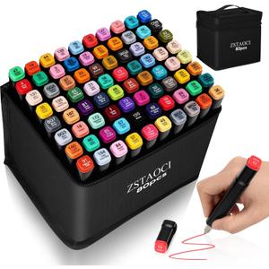 80 Colors Alcohol Markers, Art Markers for Kids Adults Artists Coloring Book Painting Sketching, Dual Tip Drawing Marker Set Perfect for Boys Girls Students Gift (80)