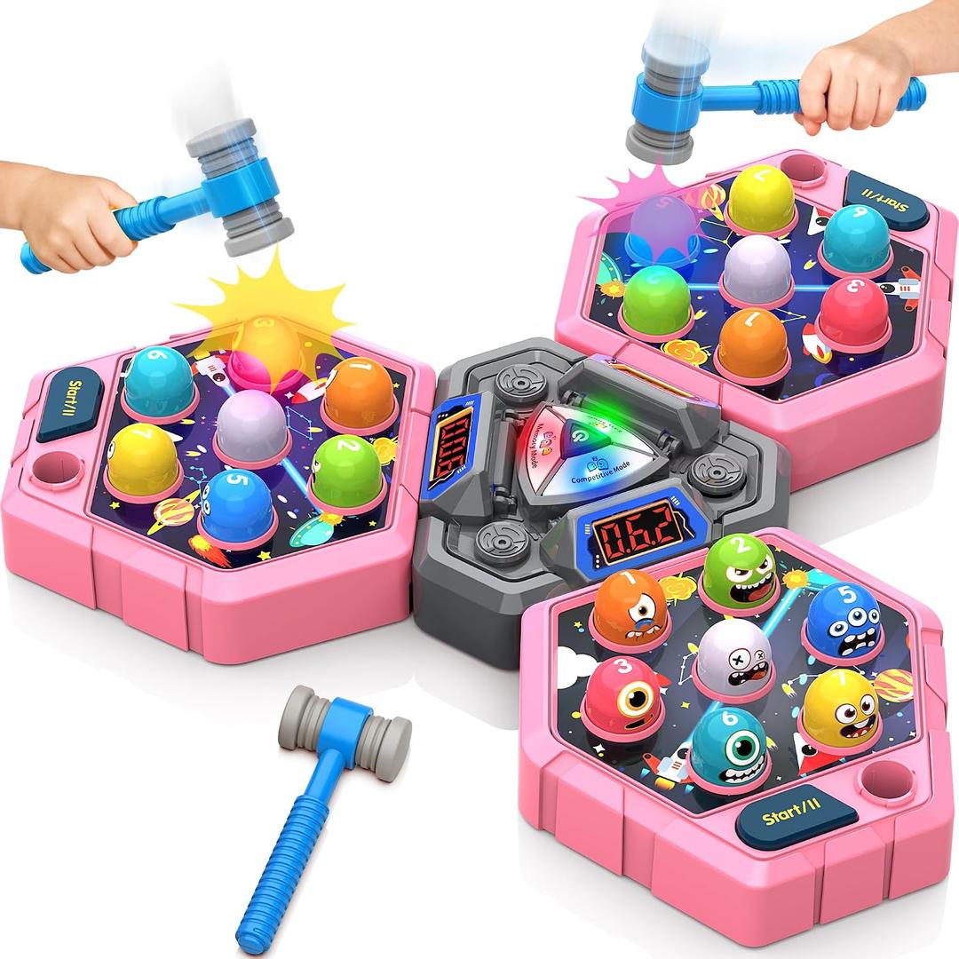 ANNKIE Whack Game Mole for Toddlers, Toys for 3 4 5 6 7+ Year Old Girls Boys,Pounding Toys for Age 3-8,Interactive Educational Toys with 3 Modes, Birthday Xmas Gifts for 3-12 Year Old Girls Boys Kids