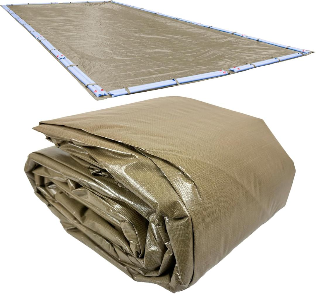 Robelle 18 x 36 ft Professional Tan Winter Pool Cover for Inground Pools, 5 ft Overlap (23 x 41 ft Cover Size), Solid 12 x 12 Scrim, 3.7 oz/yd2, Style: 571836R-ROBA