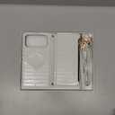 Crossbody Wallet Case for iPhone 17 Pro Max with Mirror, Wrist Strap, Zipper Purse Magnetic Flip, RFID Blocking Card Holder, Wireless Charging, PU Leather Shockproof 6.9" Women (White)