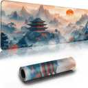 Extended Gaming Mouse Pad Anime Large Desk Pad with Non-Slip Base Full Keyboard Mat with Stitched Edges for Gaming and Office 31.5 x 11.8 inches (Mountain View)