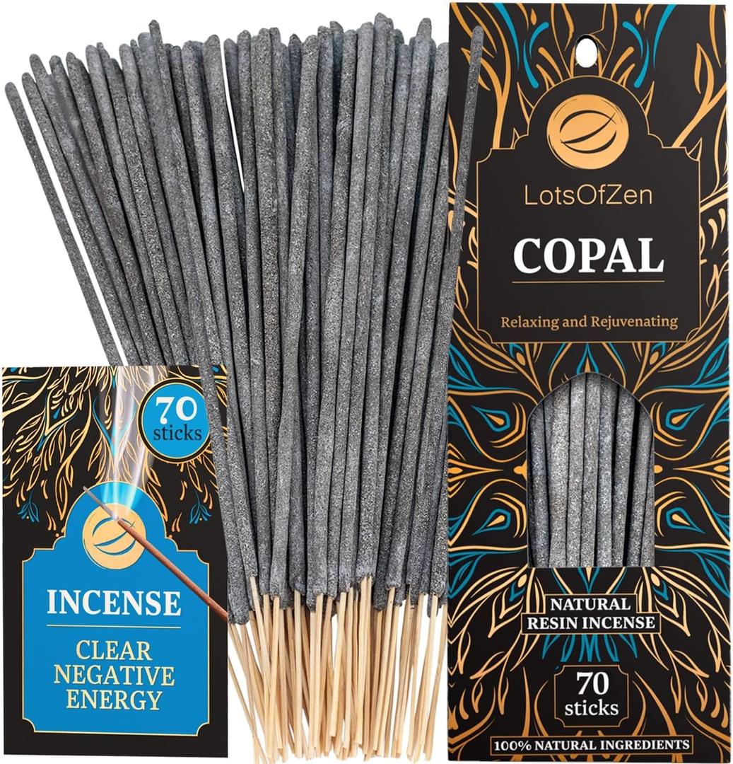 Copal Incense Sticks Smudge Kit (70 pcs)  100% Pure Long Burning White Copal Resin Day of The Dead Incense from Mexico