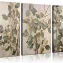SUAXTCCR 3Pcs Eucalyptus Canvas Wall Art Neutral Botanical Wall Decor Pictures Modern Watercolor Plant Prints for Bedroom Living Room Home Decoration, 12x16 Inch (16L" x 12W")