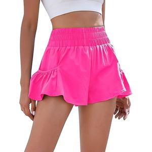 BMJL Womens Athletic Running Shorts Workout Gym Quick Dry Flowy Tennis Shorts with Pockets(M, Rose Red)