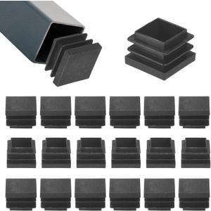 50-Pack Tubing End Caps, 7/8 x 7/8 Inch Plastic Square Hole Plugs Inserts for Chair Leg/Bar Stool/Fitness Equipment, Chair Glides Fence Plug Floor Protectors