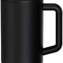 40 oz Tumbler with Handle & Straw Lid  Insulated Stainless Steel Water Bottle, Leakproof Travel Mug  Fits Cup Holder  Hot/Cold Drink Thermos  Ideal Gift for Men & Women (Black)