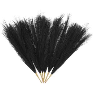 uxcell 6 Pcs Faux Pampas Grass 42.5cm/16.5" Dried Pampas Grass Decor 9 Branches, Black