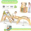 aiwo 7-in-1 Pikler Triangle Set Toddler Climbing Toys Indoor, Montessori Baby Climbing Gym, Climbing Set for Toddlers 1-3 Jungle Gym-Extra Thick