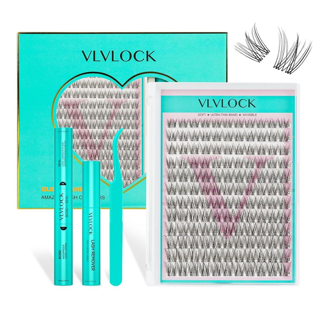 IVY Lash Clusters Kit Lash Extensions Kit Natural Lash Clusters Eyelash Clusters Wispy Individual Lashes Short 8-14mm D Curl Wispy Eyelashes Clusters(IVY Short Kit)