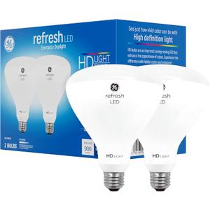 GE Refresh LED Light Bulbs, 65 Watt, Daylight, BR40 Indoor Floodlights (2 Pack)