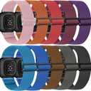 Nylon Watch Bands Compatible with Fitbit Sense & Versa 3, Soft Pattern Replacement Band for Women Men Compatible with Fitbit Sense/Versa 3 Smart Watch(10 PACK) (Red+Orage+Navy+Blue+Wine+Brown+Grey+Purple+Pink+Black)