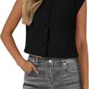 PRETTYGARDEN Women's Suit Vest Crop Tops Spring Summer Dressy Business Casual Work Office Clothes Trendy Blazer Waistcoat (Medium, Black)