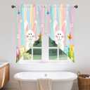 Spring Easter Swag Kitchen Curtain Valance for Windows,Eggs Bunny Cute Rabbits Window Treatments Short Swag Topper for Kitchen Windows Bathroom Bedroom,28 x 36 Inch, 1 Pair