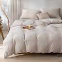 DONEUS Beige Duvet Cover Queen Size - Jersey Knit Duvet Cover Set 100% T-Shirt Cotton Durable Soft Comfy 3 Pieces Bedding Set with Zipper Closure, Solid Color Pattern Duvet Cover and 2 Pillow Sham