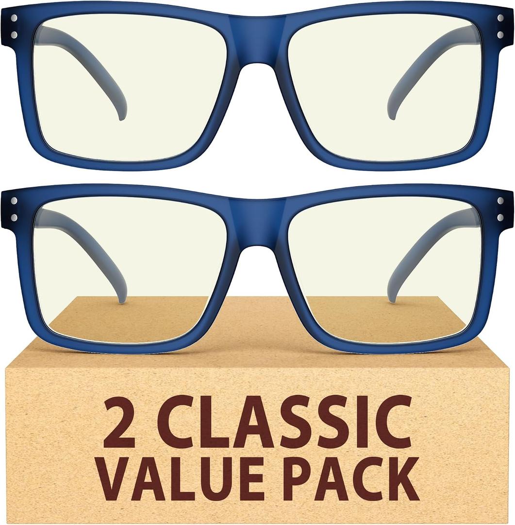 Eyekepper Oversized Reading Glasses Square Large Blue Light Readers for Men Women, +2.50