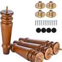 Maricome 8 Inch Furniture Legs Set of 4 Pre-drilled M8 Bolt Wood Replacement Sofa Legs for Cabinet Couch Chair Mid Century Screw in