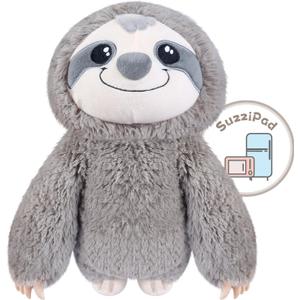 SUZZIPAD Microwavable Stuffed Animal, Heated Sloth Plush for Anxiety, Bedtime, Cuddle & Companion, Soreness & Stress Relief, Warmer Plueshies, Microwave Heating Pad, Gifts for Women, Gray