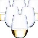 48 piece Stemless Unbreakable Crystal Clear Plastic Wine Glasses Set of 48 (10 Ounces)