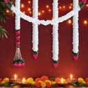 5 Pc 184 Inch Total Diwali Decorations Artificial Jasmine Garlands Toran with Lotus Buds Traditional Indian Hanging Decoration for Pooja Diwali Wedding Housewarming(Fresh)
