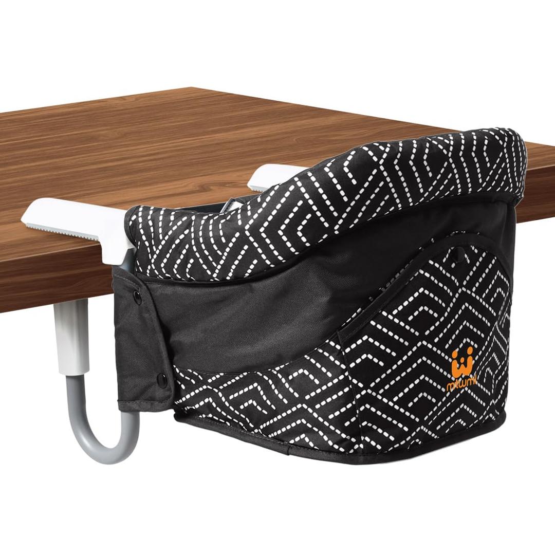 MTWML Portable High Chair for Table,Hook On High Chair that Attaches to Table,Space Saver Clip On Counter Seat for Baby,Easy Clean Baby Feeding Clamp Seat with Carry Bag for Travel(Stripe-Black)