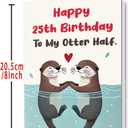 3 x 25th Birthday Card Gifts for Him Her | Romantic Otter 25 Year Old Birthday Decorations for Women Men Husband Wife