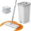 Mop and Bucket Set, Floor Mop and Bucket with Wringer Set, Wet and Dry Mop for Hardwood Floors, Vinyl, Tile, Baseboards and Walls (4 Washable Microfiber Pads Included)
