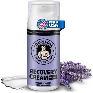 Coach Soak Magnesium Cream with MSM in Pump Bottle - Natural Recovery Cream with Magnesium Chloride & Menthol - Fast-Absorbing for Muscles & Joints, Lavender 3.4oz
