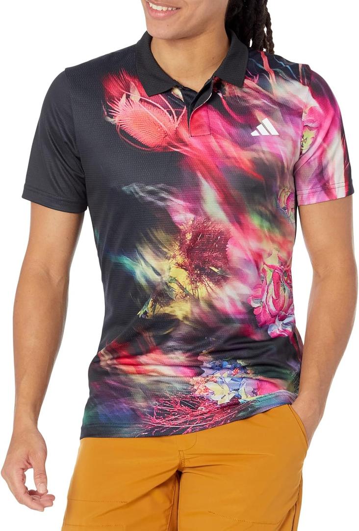 adidas Men's Tennis Free Lift Polo Shirt (Multicolor/Black (Melbourne), S