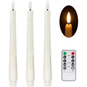 Ivory Flameless Taper Candles with Remote and Timer - 9.65 Inch Real Wax LED Candlesticks - Wax Drip Battery Operated Tall Taper Candles with 3D Flickering Flame, 3 Pack Ivory Flameless Taper Candles with Remote and Timer - 9.65 Inch Real Wax LED Candlesticks - Wax Drip Battery Operated Tall Taper Candles with 3D Flickering Flame, 3 Pack