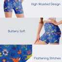 2 x Girls 4'' High Waisted Biker Shorts, Stretchy Athletic Running Workout Shorts for Teen Kids (Medium, Jungle Party)