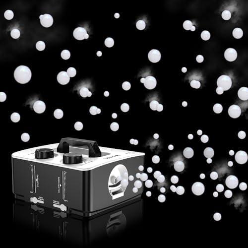 Fog Machine, No Spill Fog Bubble Machine, 2 in 1 Portable Smoke Bubble Machine, Bubble Fogger, Bubble Fog Combo Machine for Christmas Halloween（Matte Black）