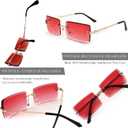 Rectangle Sunglasses for Women Men Fashion Retro Rimless Frameless Tinted Lens Sun Glasses Shades 2026 Stylish
